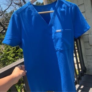 Figs Royal Blue V-Neck Scrub Top